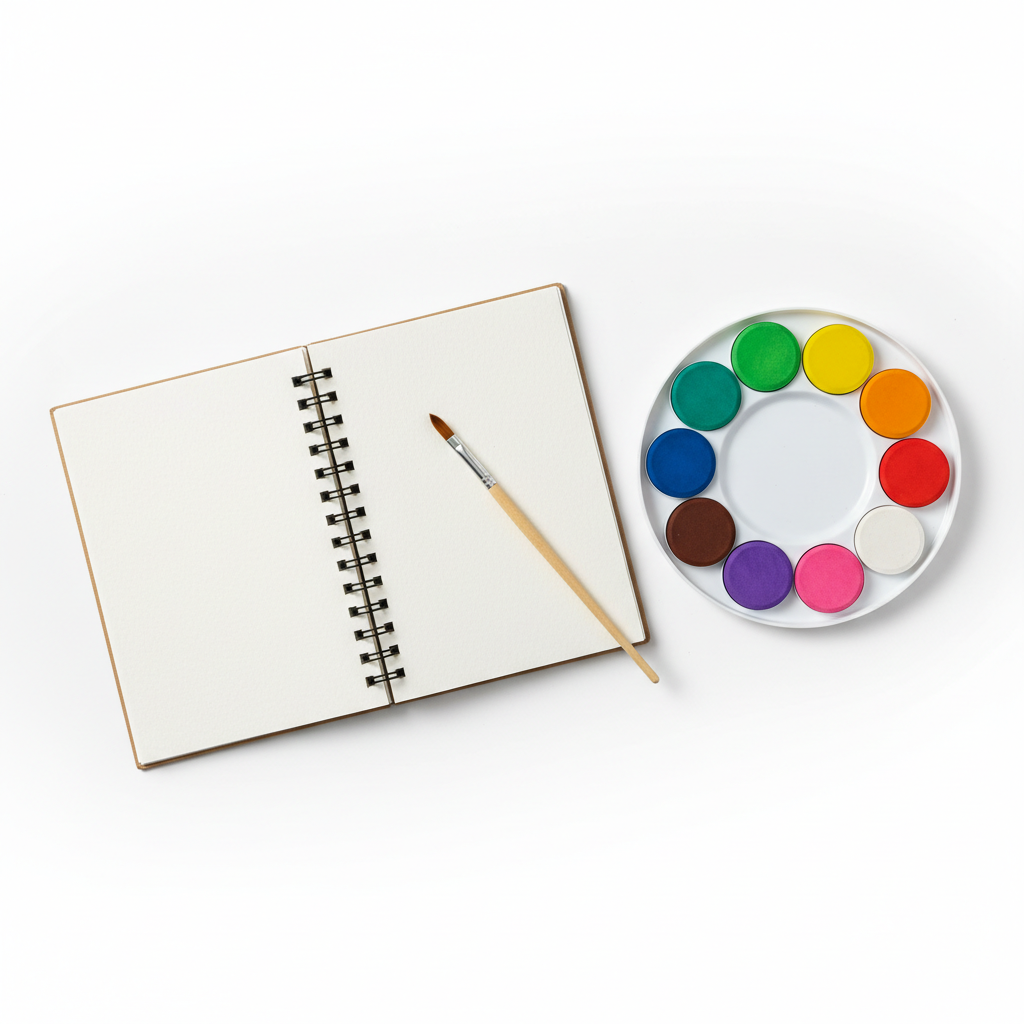 Carnet de peinture aquarelle enfant - vue produit fond blanc