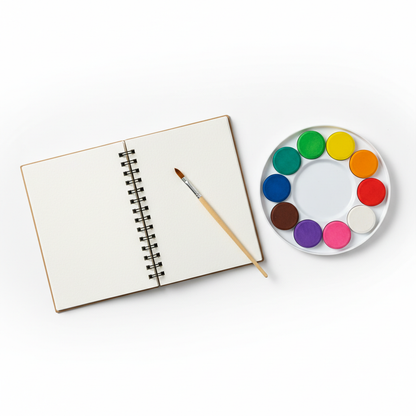 Carnet de peinture aquarelle enfant - vue produit fond blanc