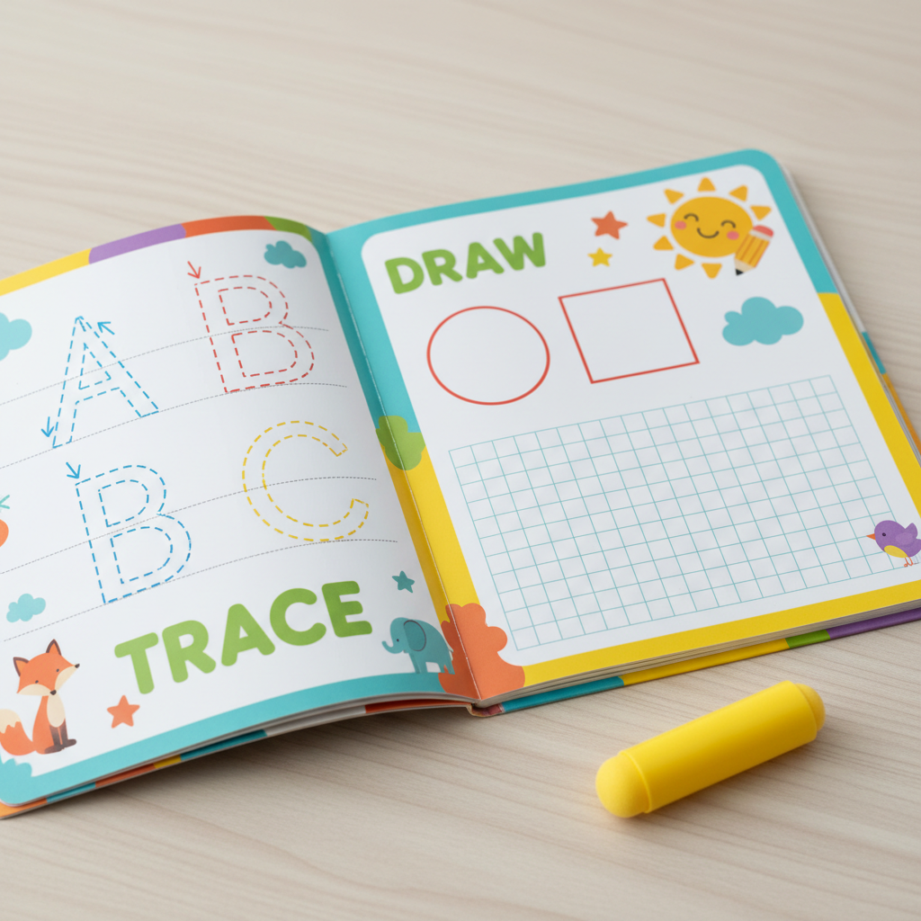 Pages d’exercices cahier écriture Montessori réutilisable enfant 3-6 ans