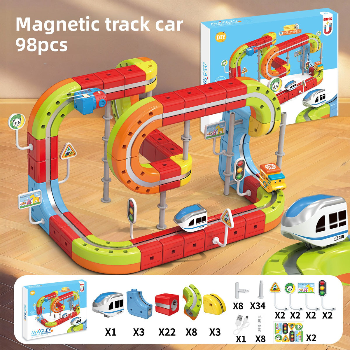 Circuit de Train Magnétique – Jouet Montessori STEM pour Enfants