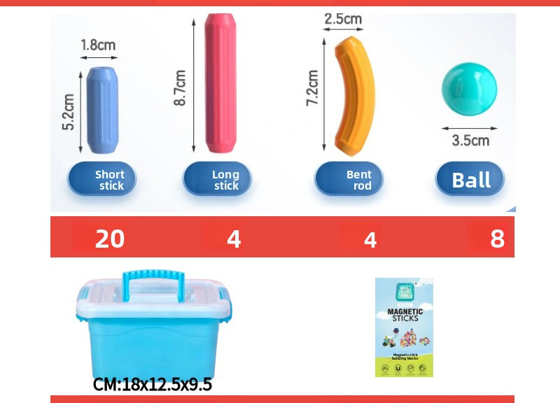 Variable Magnetic Building Blocks - STEM Educational Game for Children