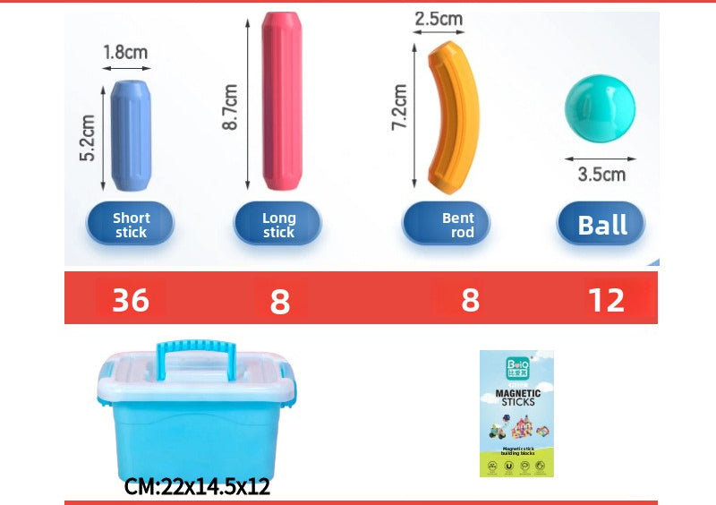Variable Magnetic Building Blocks - STEM Educational Game for Children
